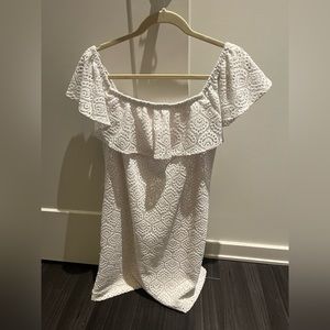 White lace off the shoulder Lilly Pulitzer dress